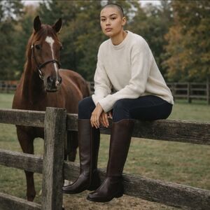 Hispar Ladies Horse Riding Dressage brown Patrol Tall leather Boots NWOT sz 9